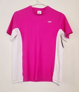 Speedo Big Girls Youth Colorblock Rashguard Swim Shirt Pink Sz XL Upf UV Protect - Picture 1 of 12