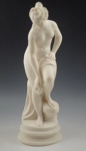 FAUX ALABASTER VENUS NYMPH NUDE FEMALE FIGURINE MADE ITALY VINTAGE 14'' - Picture 1 of 9