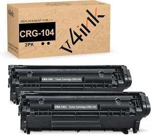 V4INK 2PK Compatible Toner Cartridge Replacement for Canon 104 CRG-104 FX-9 FX-1 - Picture 1 of 12