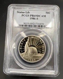 1986 S 50c Statue of Liberty Copper Nickel Proof Hald Dollar Coin PCGS PR69 DCAM - Picture 1 of 7