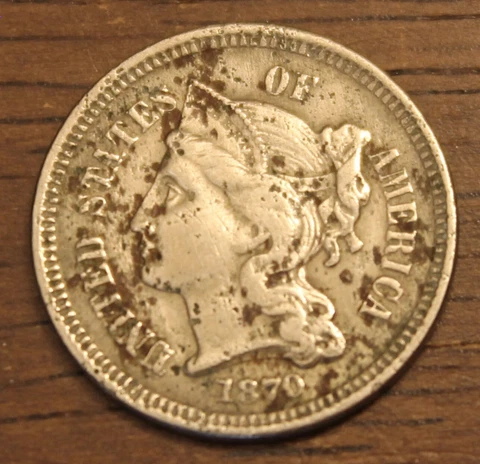 1870 Three 3 Cent Nickel XF Details..................Lot 7478 Cover