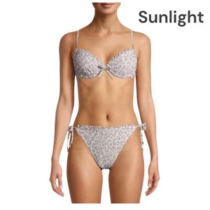 XOXO Women’s Leopard Print Bikini Ruffle Tie Side Swimsuit Set Push Up Top SZ L - Picture 1 of 12