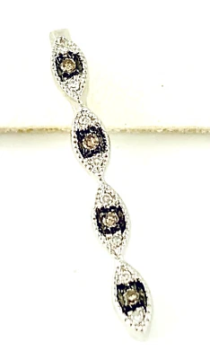 Sterling Silver Olivia Brown Diamond Marquise Line Drop Pendant - Image 1 of 4