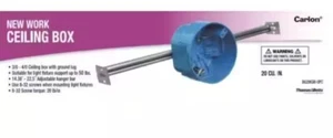 Pack Of (3) Carlon 4" Round Ceiling Box 2-1/4" Bar Hanger Non-Metallic B620KG - Picture 1 of 3