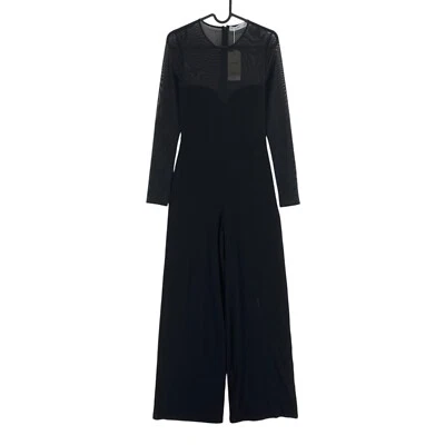 Mono Mango MNG Comprometido Mujer Negro Panel Tul Mangas Largas Talla S Foto 1 de 4