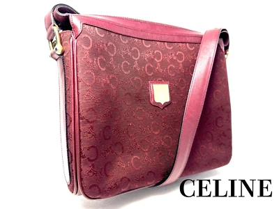 Celine shoulder bag Carriage Triomphe Suede Burgundy vintage Red OLD Authentic - Image 1 of 4