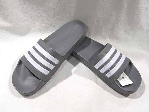 Sandali da uomo Adidas Adilette doccia grigio bianco taglia 13 nuovi con etichette GY1891