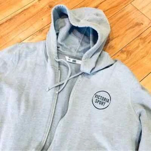 Victoria Secret Pink hoodie jacket coat sweatshirt grey gray VSX sport medium - Picture 1 of 7