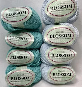8 Reynolds Blossom acrylic/viscose/cotton mixed lot colors 06, 21 baby blue aqua - Picture 1 of 6