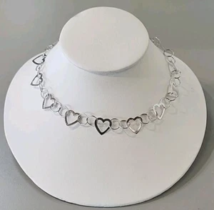 14Kt White Gold Ladies Heart Neckalce 17" In. Length 15.4g - Picture 1 of 8