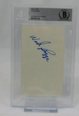Wade Boggs Signed 3x5 Index Card Beckett Encapsulated Red Sox Yankees Rays - Image 1 of 2