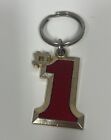 Vintage Keyring Key Chain Ring Fob #1 Metal Gold Red Collectible
