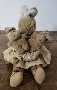 Rare 1983 Charm co. Exclusive Bunny Rabbit Stuffed Vintage With Two Babies Brown - Picture 1 of 7
