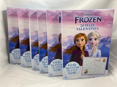 6 Boxes of Disney Frozen 24 Maze Valentines Day Kids Cards - Image 1 of 3