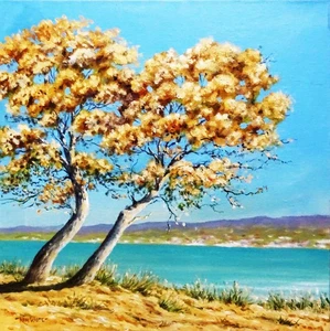 "Greek Summer" signed original oil painting on canvas. - Picture 1 of 2