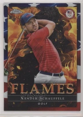 2024 Topps Flames US Flag Refractor /76 Xander Schauffele #F-7 Rookie RC - Image 1 of 2