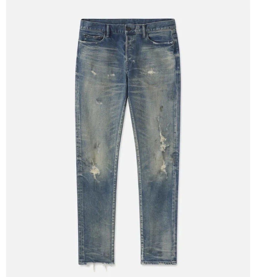 Denim envejecido John Elliott Cast 2 Hillcrest hecho en Japón talla 34x32 nuevo sin etiquetas $598 Foto 1 de 4