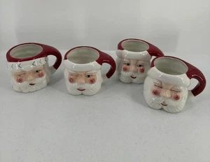 Pottery Barn Retro Winking Santa Mugs Set Of 4 - Picture 1 of 15