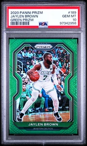Jaylen Brown 2020 Panini Green Prizm #189 Celtics Color Match NBA Graded PSA 10 - Picture 1 of 2