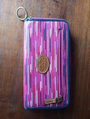 Fossil Womens Wallet Pink Strips - Image 1 of 4