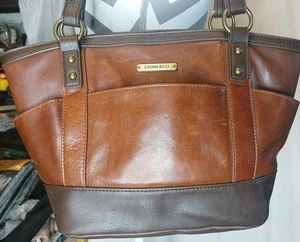Stone & Co Megan Bolso de Mano Curvo Cuero Genuino Marrón - Imagen 1 de 9