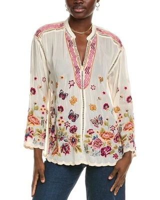 Nuevo con etiquetas Top Johnny Was Maude S Marfil Bordado Boho Campesino Floral Mariposa $375 Foto 1 de 4