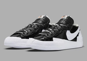 Nike Blazer Low Sacai Size US 7-9W Black White Leather Sneakers Shoes NEW ❤️ - Picture 1 of 11