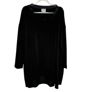 Blusa Planet By Lauren G Negra Talla Única Lagenlook Cuadrada Microfibra Frontal Algodón - Imagen 1 de 10