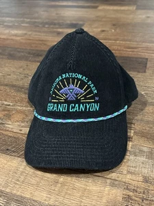 Vintage Arizona Park Grand Canyon Corduroy Snapback Hat Cap Black Aztec American - Picture 1 of 5