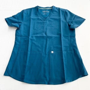 New FABLETICS Method 2-Pocket Scrub Top Caribbean Blue Women’s SIZE XS - Picture 1 of 10