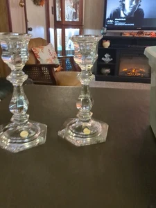 Neiman Marcus Vintage 10 1/4” Pair Lead Crystal Candlesticks  - Picture 1 of 5