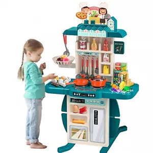 37.4" Kids Play Kitchen Set, 54-Piece Toy with Sounds & Lights,Gift for Ages 3-8 - Picture 1 of 16