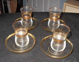 Vintage TURKISH TEA SET with Gold Trim - Picture 1 of 10