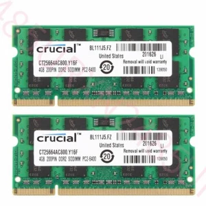 8GB 4GB DDR2 PC2-6400 800 Laptop RAM Crucial For Dell Inspiron 1440 1545 1750 - Picture 1 of 9