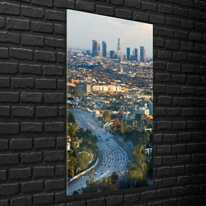 Wandbilder Glasbilder XXL 70x140 Los Angeles in der Abend Dämmerung Stadt - Bild 1 von 4