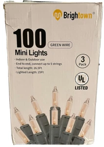 Mini Lights 100 Count Warm White 25ft Wedding Christmas Indoor Outdoor Pack of 3 - Picture 1 of 10