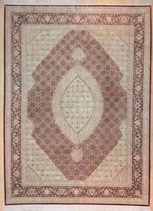 Handmade Hand-Woven Red and Beige Tabrize Oriental Rug 9x12 - Picture 1 of 5