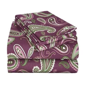 100% Cotton Flannel Paisley Or Solid Bed Sheet Set with Matching Pillowcases - Picture 1 of 62