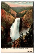 Great Falls Yellowstone National Park Wyoming WY Vintage Postcard G2