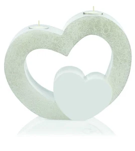 Candela matrimonio doppio cuore con inserto portacandele 205x245 in bianco/vuoto Wiedemann - Foto 1 di 1