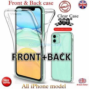 360 Clear Case For iPhone 16 15 14 13 12 11 17 Pro XR front silicone &Back Hard - Picture 1 of 6