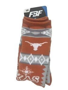 Texas Longhorns NCAA Socks Holiday blanket motif For Bare Feet Mens Large 10-13 - Picture 1 of 5