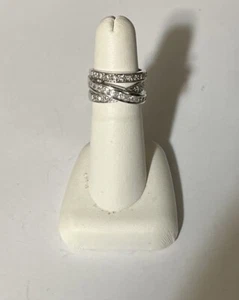 Cubic Zirconia Channel Set Crossover Band Princess And Rounds 925 - Picture 1 of 4