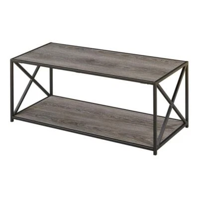 Convenience Concepts Coffee Table 42"x17"x17" Gray Large Rectangle Wood w/Shelf - Image 1 of 4