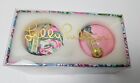 NEW Lilly Pulitzer Round Ornament Set Of 2 PLUMERIA PINK Christmas Ornaments