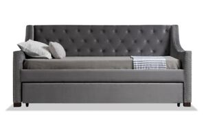 Gray Daybed full size bed with twin trundle