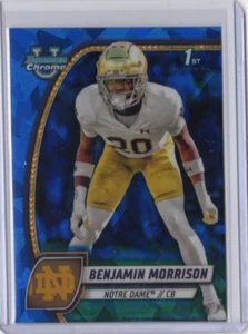 Scheda BENJAMIN MORRISON NCAA Notre Dame 2024 Bowman Chrome U Sapphire RC #20 - Foto 1 di 2