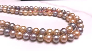 AAAAA long 35"12-13mm south sea white pink purples multicolor pearl necklace 14K - Picture 1 of 6