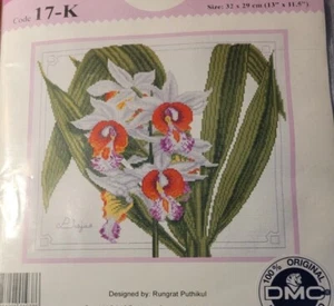 Gezähltes Kreuzstich-Set "BLUMEN der Orchidee" 32 x 29 cm / 13" x 15" 14 Stück - Bild 1 von 8