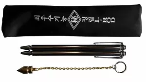 70 cm (27") CHROM WITTERN/WAHRSAGEN L STÄBE MIT MESSINGPENDEL FENG SHUI - Bild 1 von 3